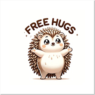 Cuddly Hedgehog: Free Hugs and Smiles for All! Posters and Art